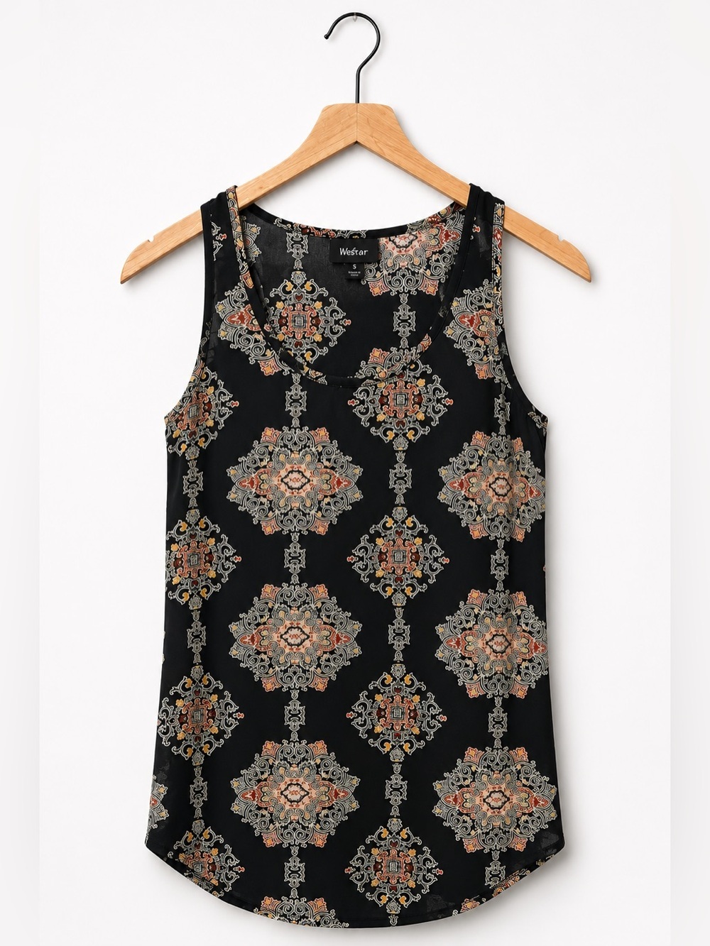 Mossimo Lightweight Vintage Black Printed Tank Top (326)